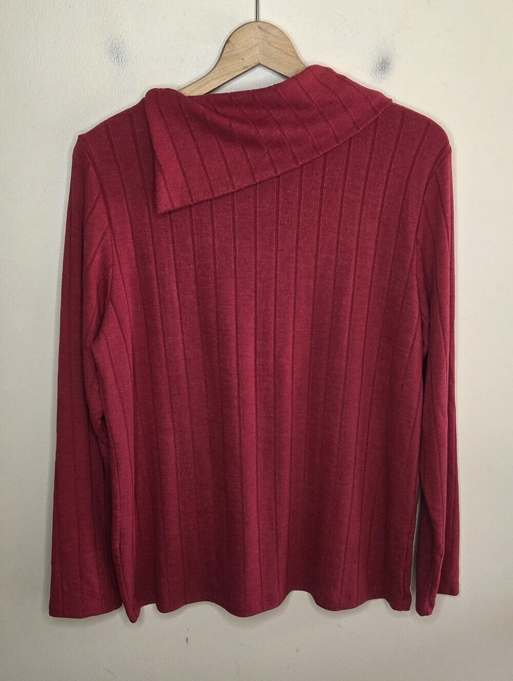 Rafaella Red Snap Cowl Neck Wide Rib Sweater Size Large - Picture 6 of 6